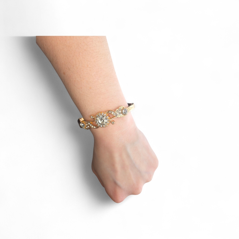 Gold Crystal Statement Bracelet - Women's Jewelry